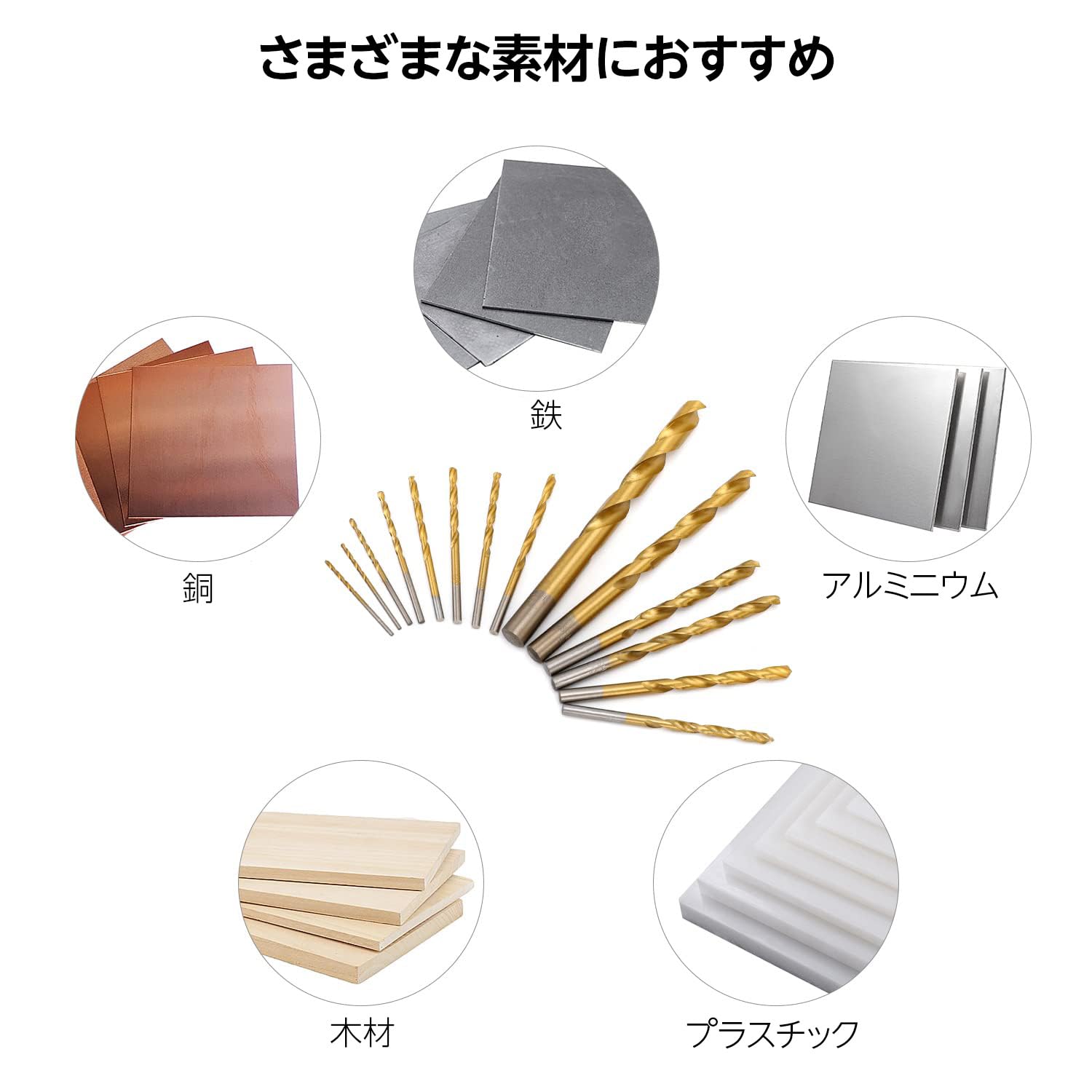 Amazon | Amazonベーシック ドリルビットセット (丸軸) ハイス鋼/高