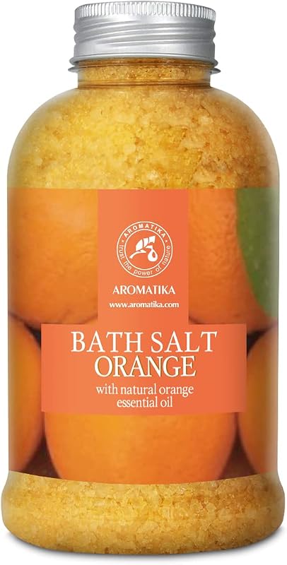 Sais de banho de laranja AROMATIKA com óleo essencial natural de laranja, 600 g