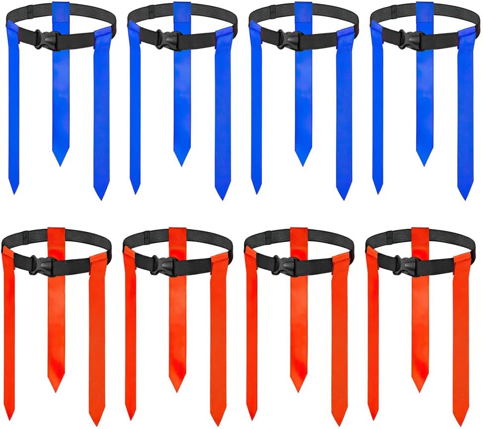 Flag Football Belts, 8PCS Flag Football Set with Flags Adjustable Football Belt for Indoor & Outdoor Sport Training Equipment