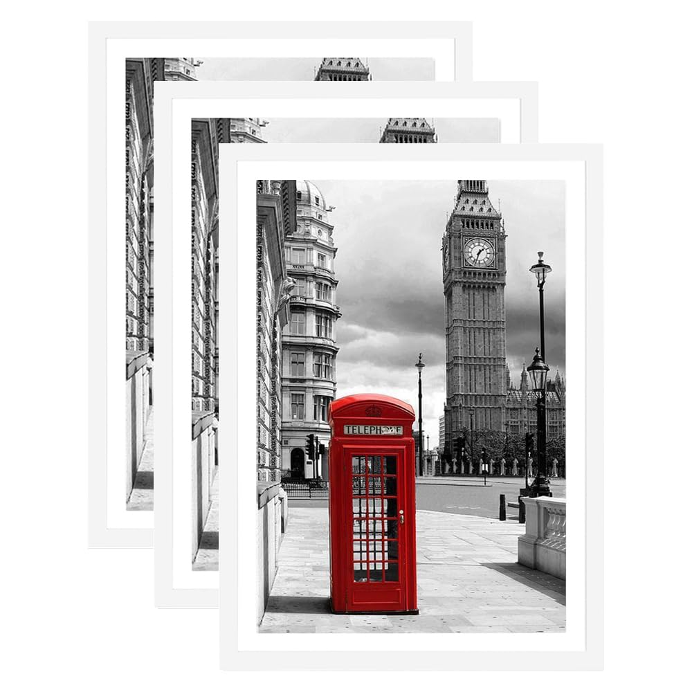 Scholar Tree White 3 Pack 40X50 Frame, 40X50cm Picture Frames, Wall Hanging Photo Frame
