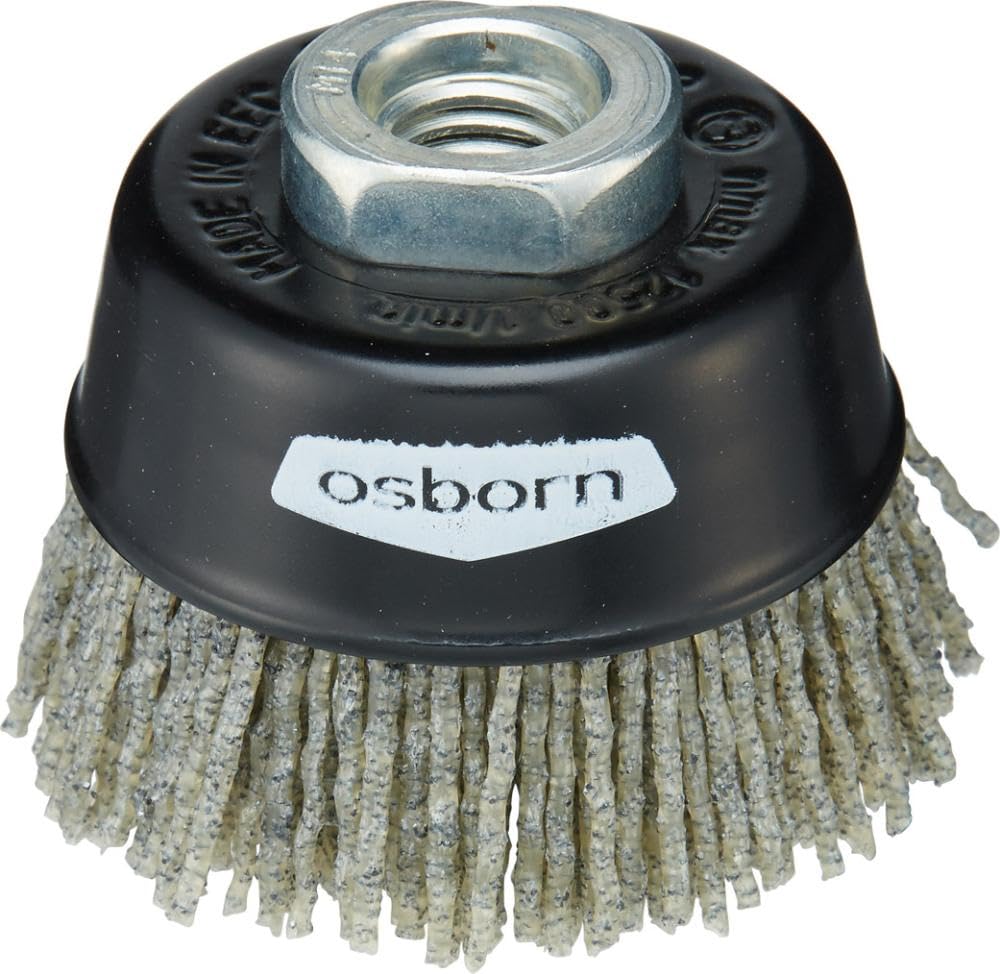 Osborn Spazzola a tazza (rivestimento abrasivo, carburo di silicio, Ø 60 mm, grana 46, lunghezza 21 mm, larghezza di lavoro 21 mm, per smerigliatrice angolare, spazzola industriale, accessori per