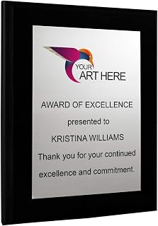 Custom Aluminum Metal Award Plaque with Full Color Printing - Include Photos Or Logos and Your Personal Text (7 x 9", Coated Black Board w/Silver Metal)