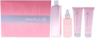 Perry Ellis Perry Ellis 18 spray feminino EDP 100 ml, loção corporal de 85 g, névoa corporal de 118 g, gel de banho e banho de 85 g