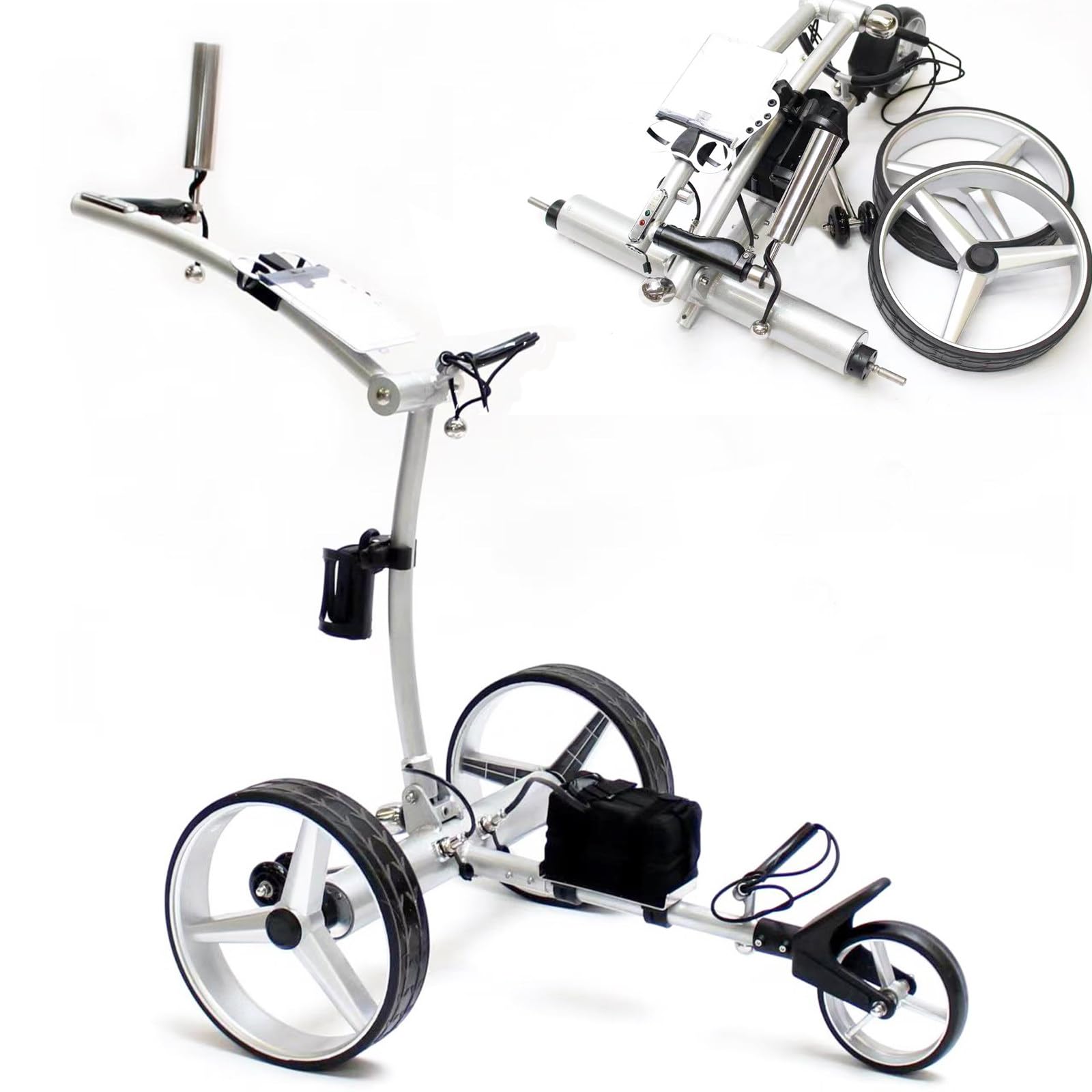 Carrito de golf eléctrico, plegable y compacto, velocidad de 12 km/h, capacidad de escalada de 30°, diseño ligero, función de memoria GO/Stop, 9 ajustes de velocidad