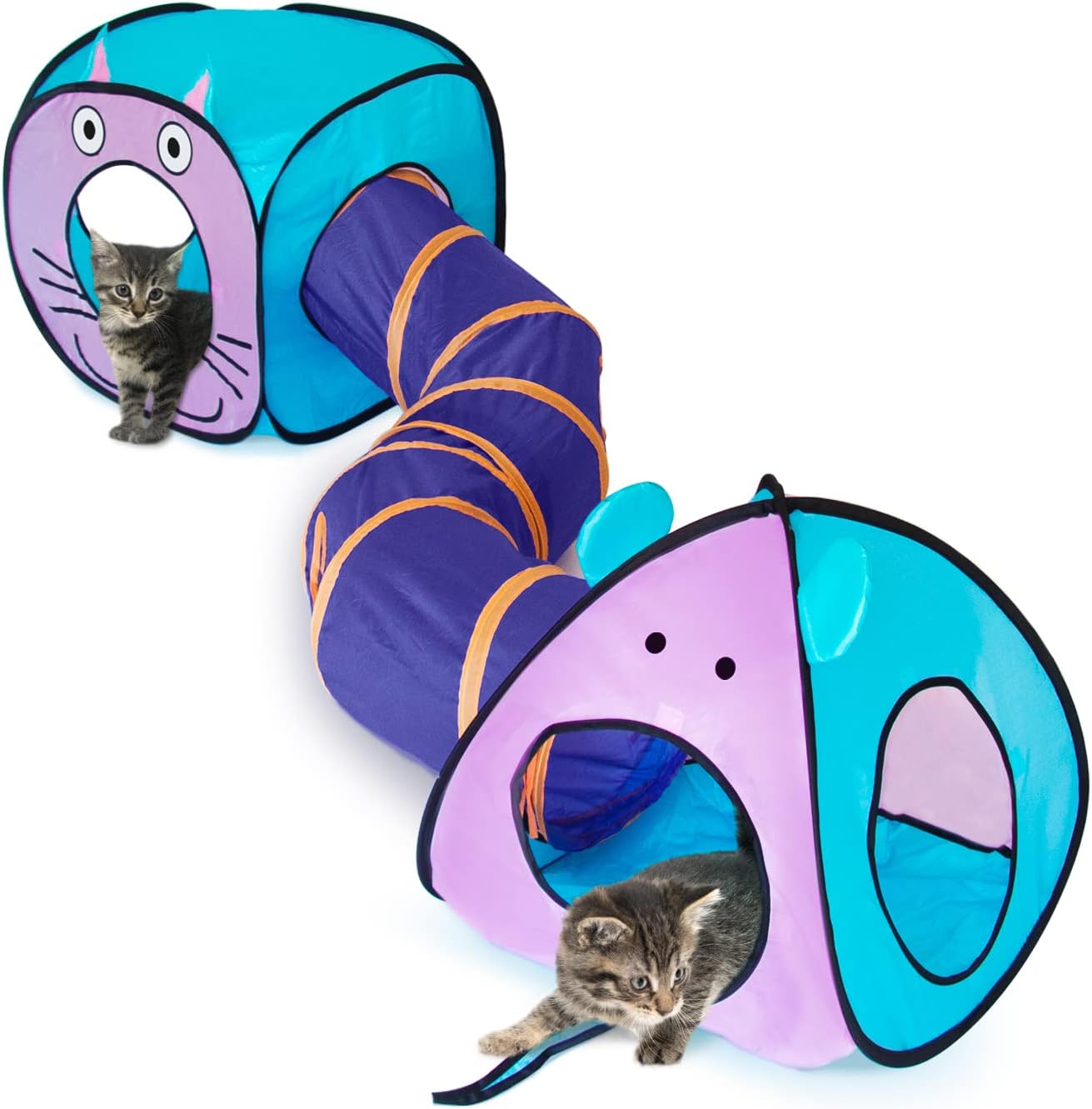 Cat Tunnels for Indoor Cats - 3-Piece Interactive Large Cat Tunnel with with Crinkle Cubes and Charming Design | Interactive Cat Tubes and Tunnels for Bunny, Small Dogs and Ferret | eenk
