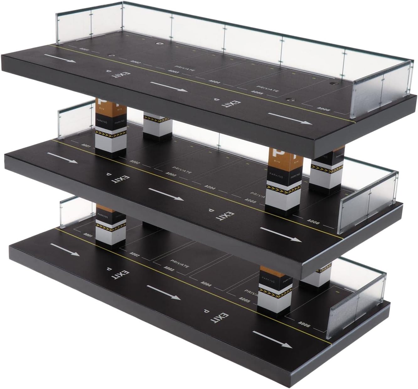 perfk 1/64 Parking Lot Display Case, Diecast Car Garage, Scenery Layout 1:64 Scale Diecast Vehicle Model Display Case, Can Storage 18 Car Model