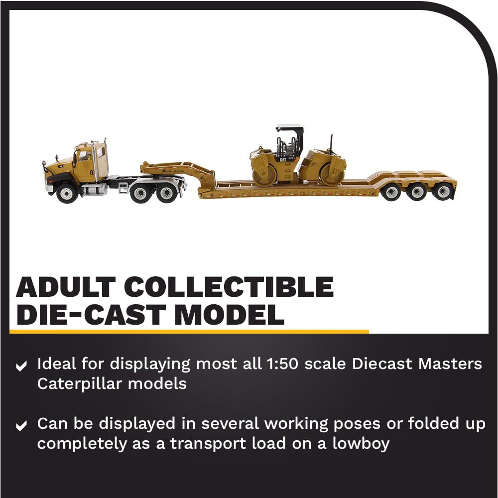 Diecast Masters 1:50 Cat CT660 Tractor, TK120 Lowboy, CB-534D XW Compactor