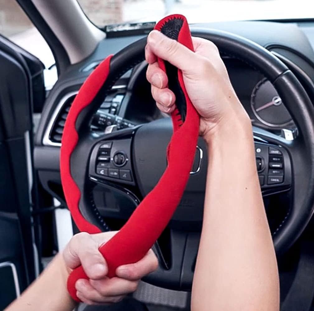 Car Anti-Skid Steering Wheel Cover fit Universal Suvs,Vans,Trucks,Sedans,Cars, Two-Piece Set
