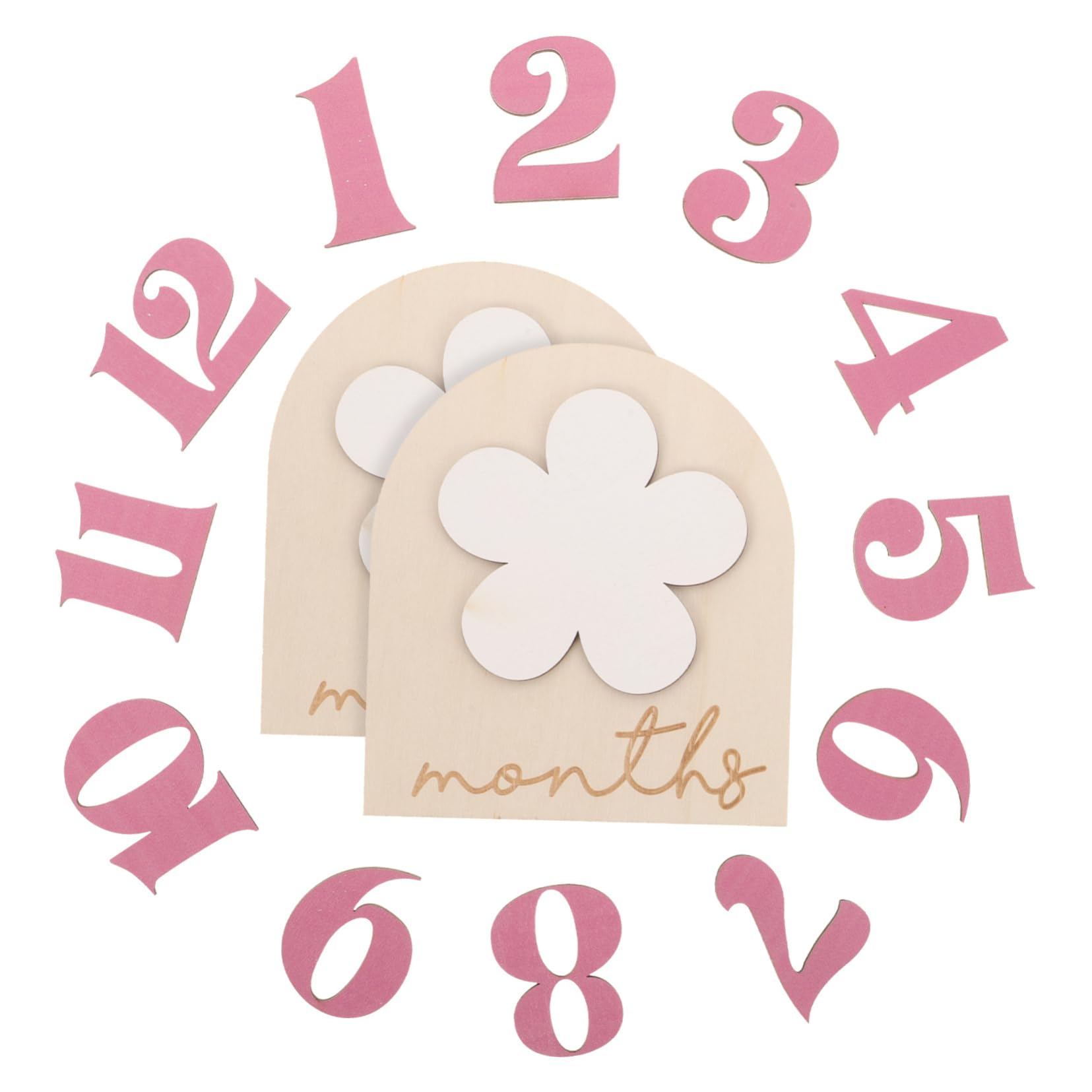 NUOBESTY 4 Juegos Accesorios del Mes del cumpleaños Detalles Señal de Mes para Decoración para recién Nacido Tarjetas de hitos del Meses Bebe de Madera