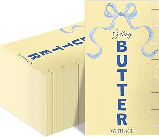 100 Pcs Butter Themed Party Disposable Napkins Rectangle, Table Supplies | Yellow Birthday Decorations Getting Butter with Age Paper Napkins Salted Butter Funny Foodie Baking Hand Paper Towels