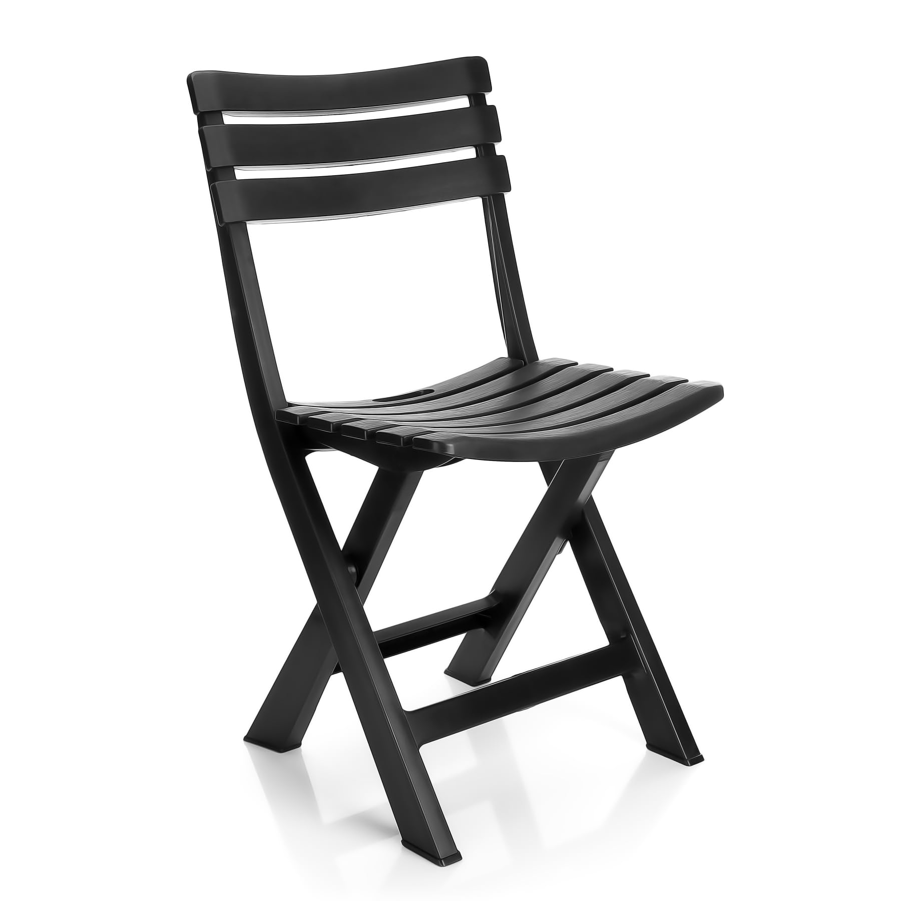 BigDean Gartenstuhl klappbar aus wetterfestem & robustem Kunststoff in Anthrazit – Klappstuhl ideal für Garten und Balkon – Balkonstuhl Made in Italy
