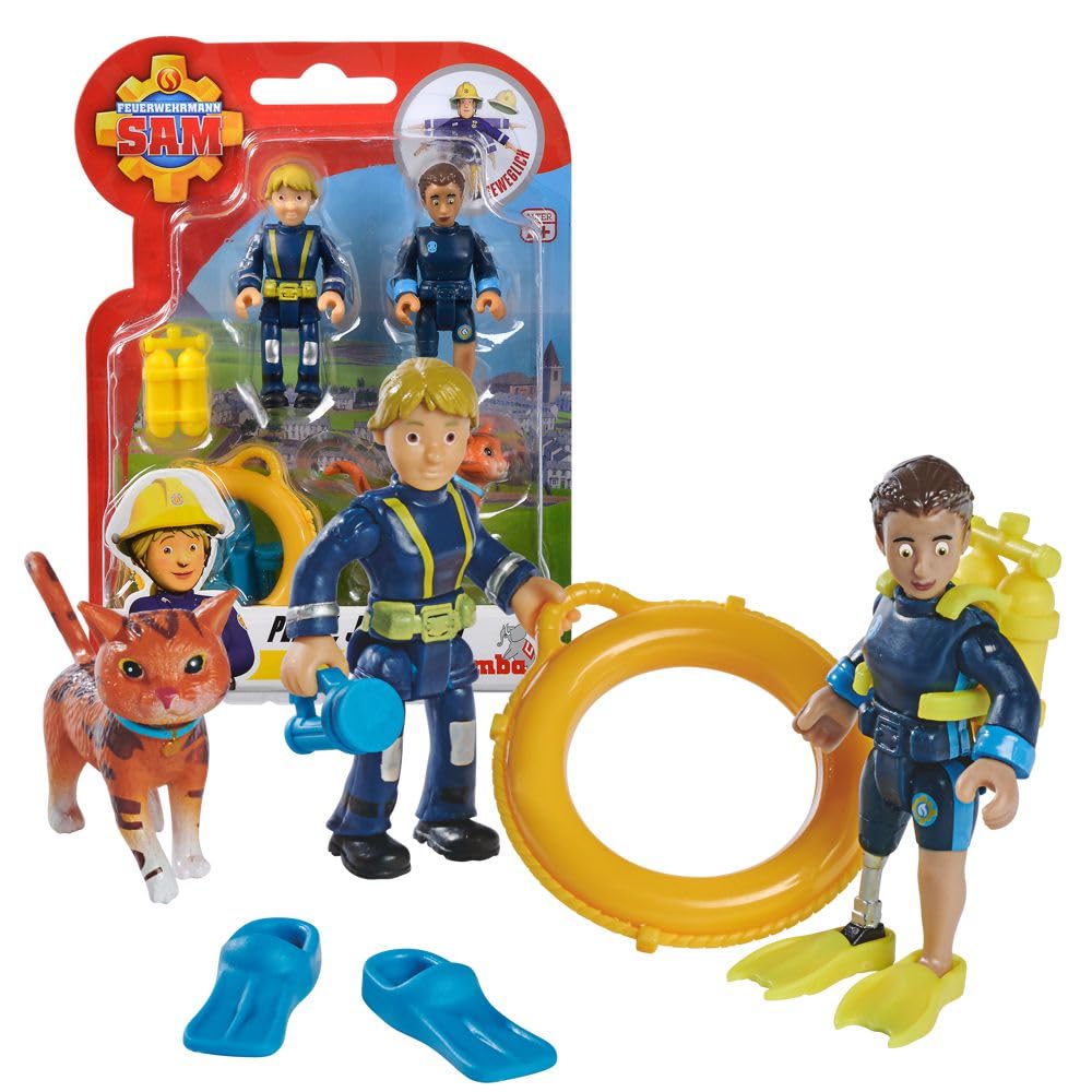 Selection: Simba Fireman Sam Figure Set - Double Pack with Animal - Series 4 - Action Figure Norman Steele Penny (Penny; Jodie; Lion)