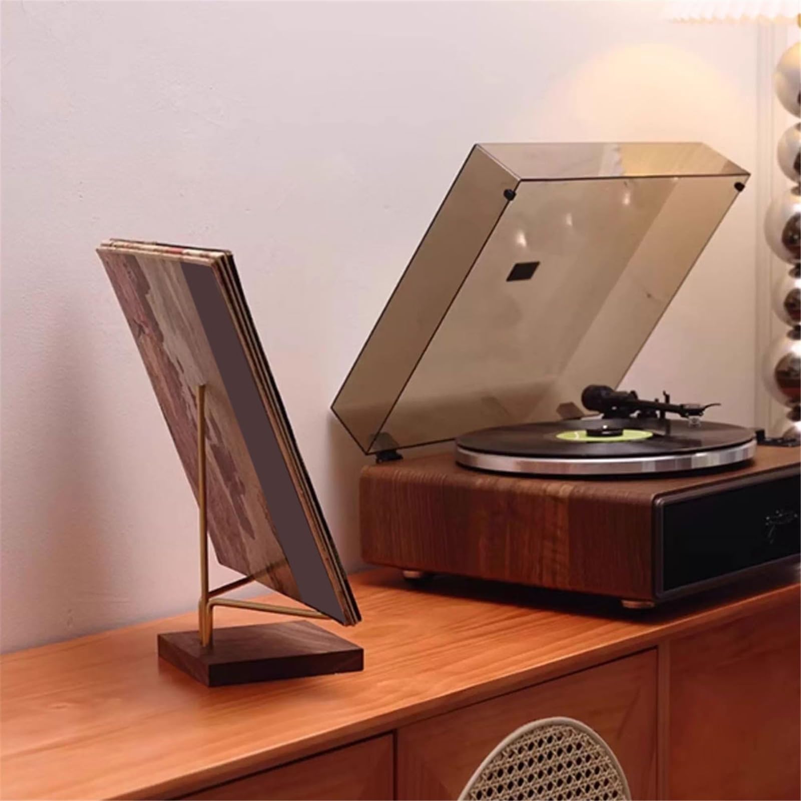 Ufficio Espositore da tavolo for dischi in vinile in legno Scaffale porta dischi