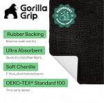 GORILLA GRIP Bath Mat, Thick Soft Absorbent Chenille Floor Mats, Rubber Backing Bathmat, 51x76 cm, Quick Dry Rug, Machine Washable Rugs for Shower and Tub Floors, Bathroom Accessories Decor, Black
