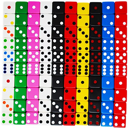 Discount Learning Supplies 100-Piece 16 Mm Assorted Colored Dice With Storage Bag #TOP1