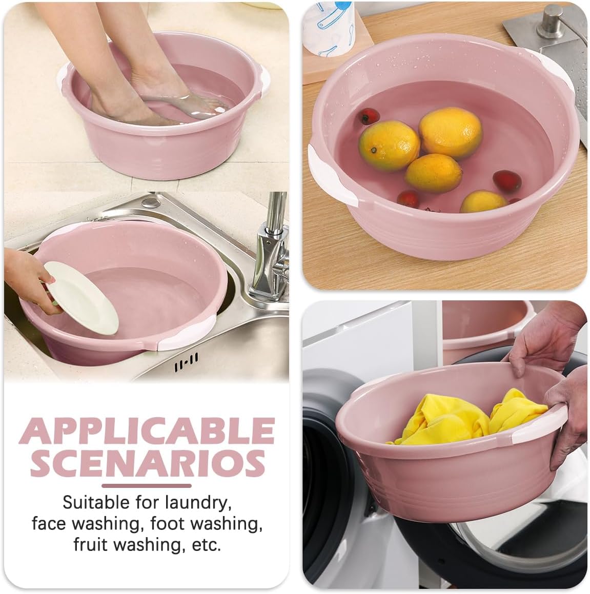 1Pcs Plastic Wash Basin Foot Soak Tub Vegetable Fruit Dish Tub Versatile Household Basin for Face Cleansing, Home Kitchen Sink Outdoor Indoor