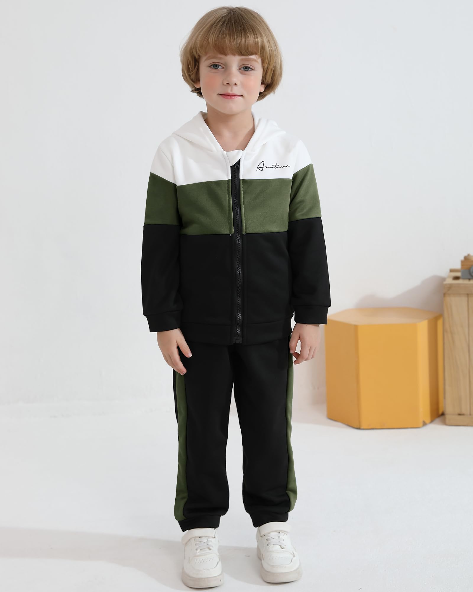 Hotfiary Set di 2 tute per bambini e ragazzi, con giacca a maniche lunghe con cappuccio e pantaloni della tuta, pantaloni da jogging, pantaloni da jogging, pantaloni da jogging, tuta per ragazzi, per