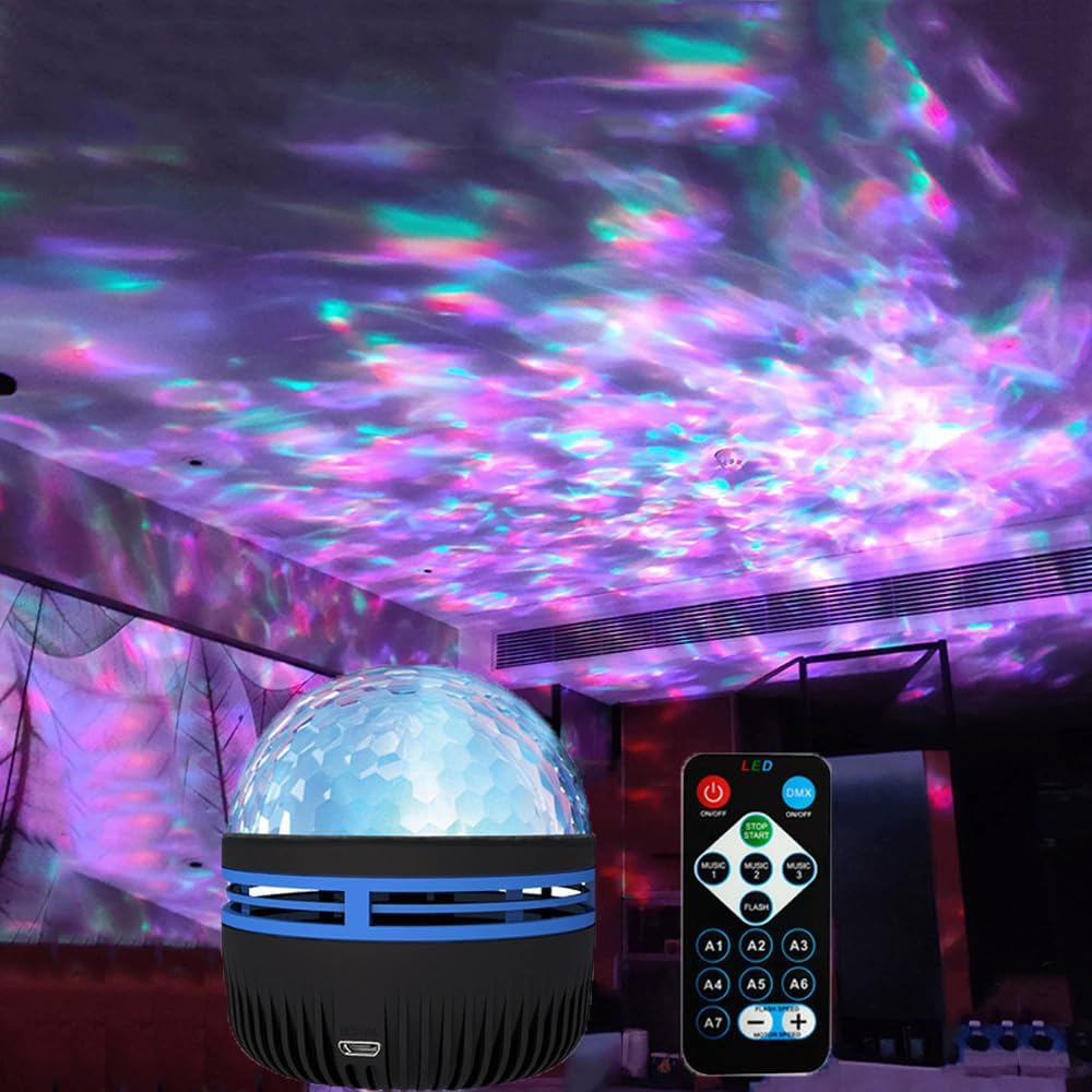 Water Wave Night Light Ambiance Projector Lamp Lights for Kids Bedroom Remote Sound Control RGB Color Changing Mood Light for Party Home Decor image 4