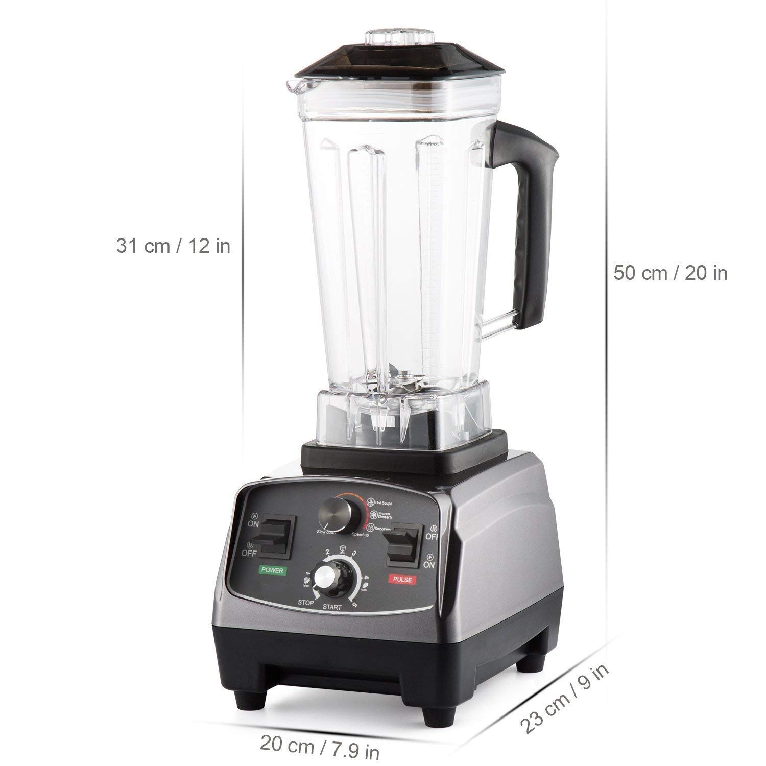 PAHION 1400W Mixeur Smoothie Vitesse 5 Niveaux Blender À Smoothies Moulin Et Brise-Glace avec Conteneur Tritan sans BPA De 2 L pour Broyer De La Glace, Faire des Smoothies, des Shakes Protéinés