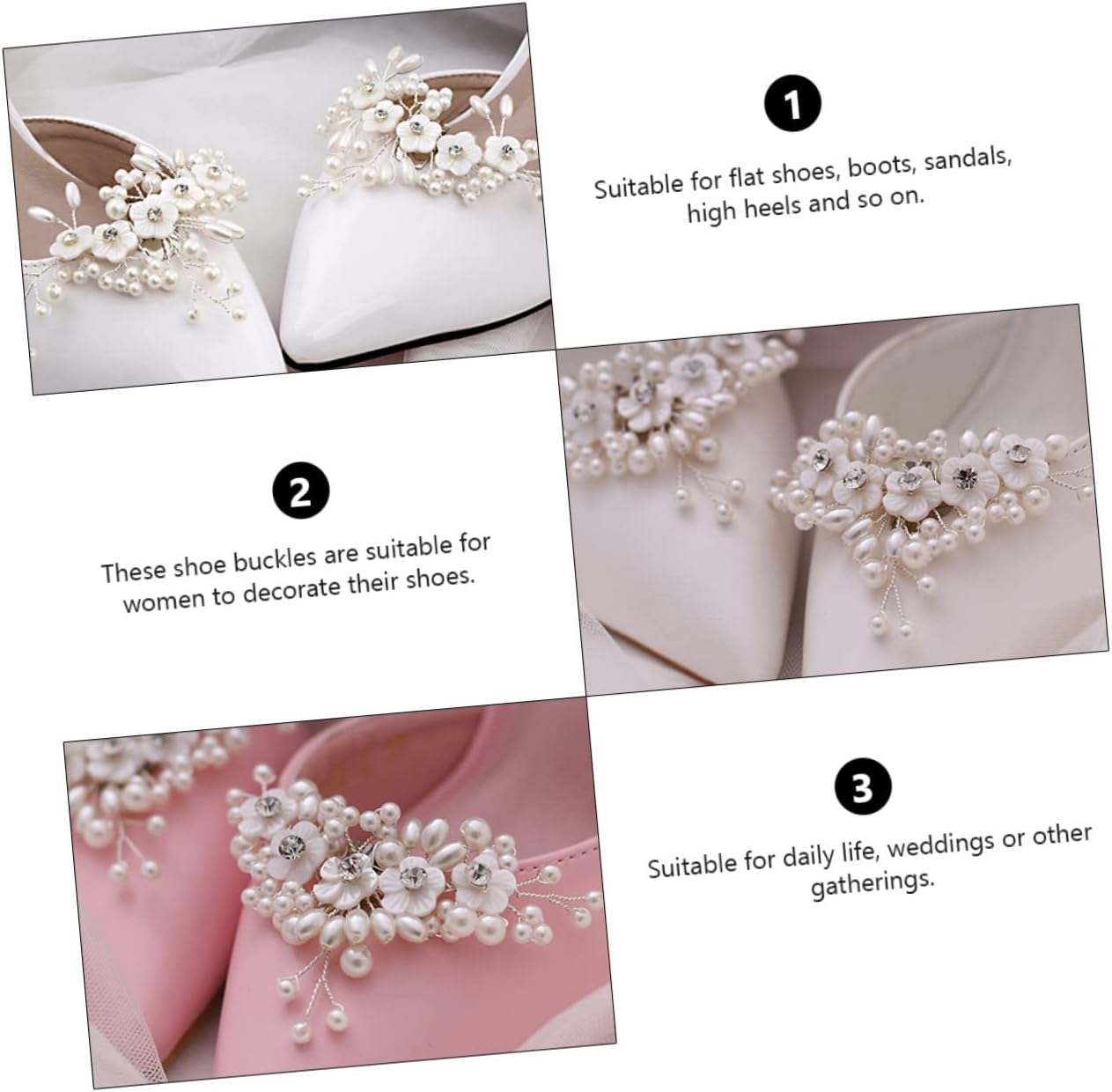 High Shoe Fashion Buckles 3d Pearl Shoe Clips Clip on Rhinestone for Wedding