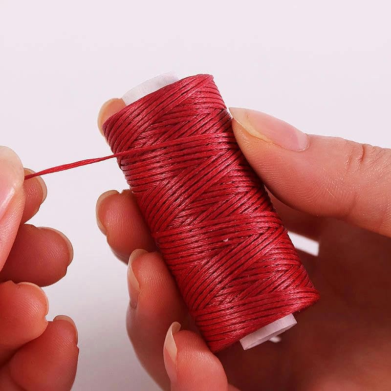 FCOVIRLEN Hilo de Coser，Hilo de poliéster Hilo de Coser, 1 Pieza, 50 m, 150 D, 0,8 mm, cordón de Cuero Encerado(23 Black)