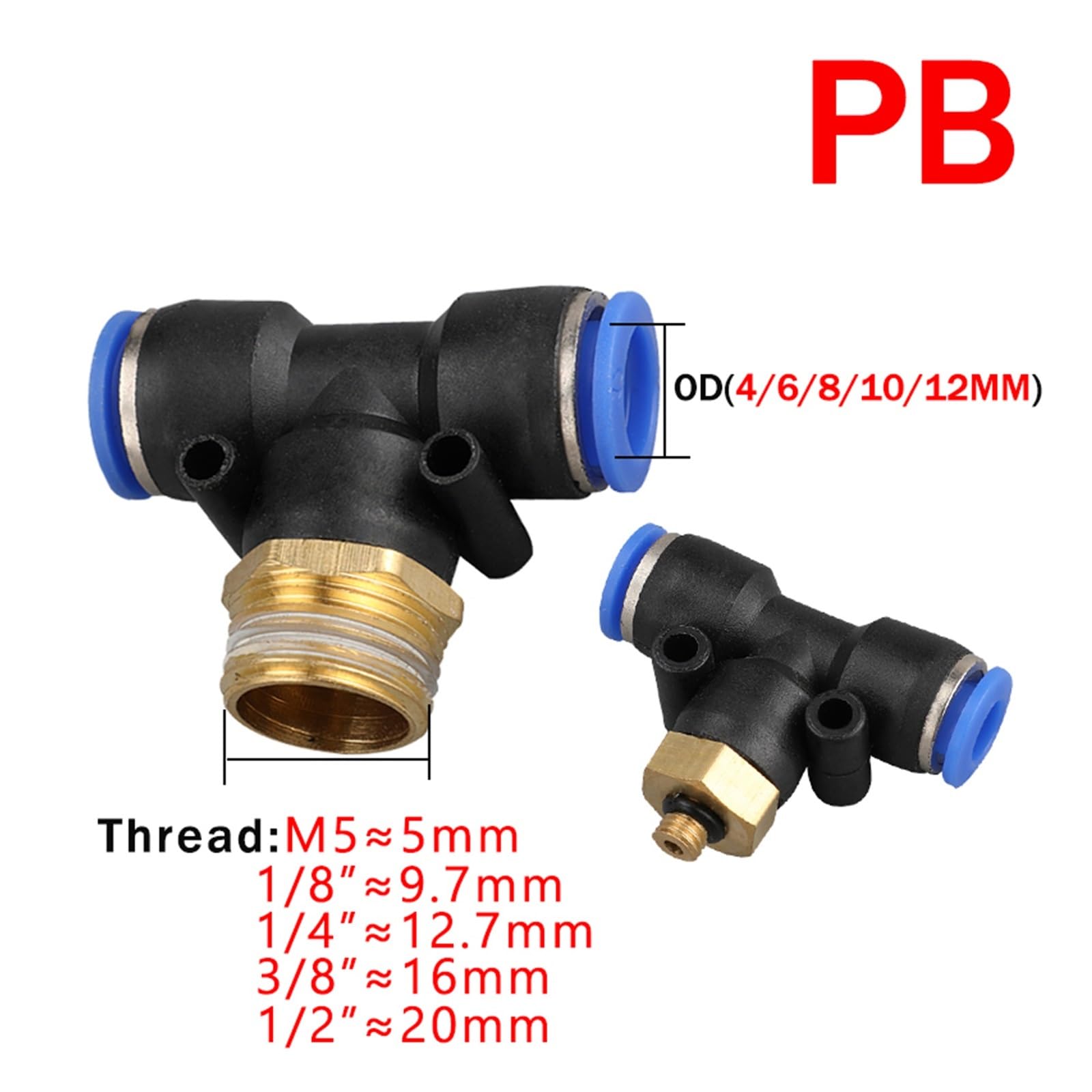 Conector de aire neumático Accesorio PC/PCF/SL/PB/PL 6 8 10 12 Rosca 1/8 1/4" 3/4" 1/2" Accesorios de manguera Conectores rápidos de tubería(OD12mm-1I2,SL (50PCS))