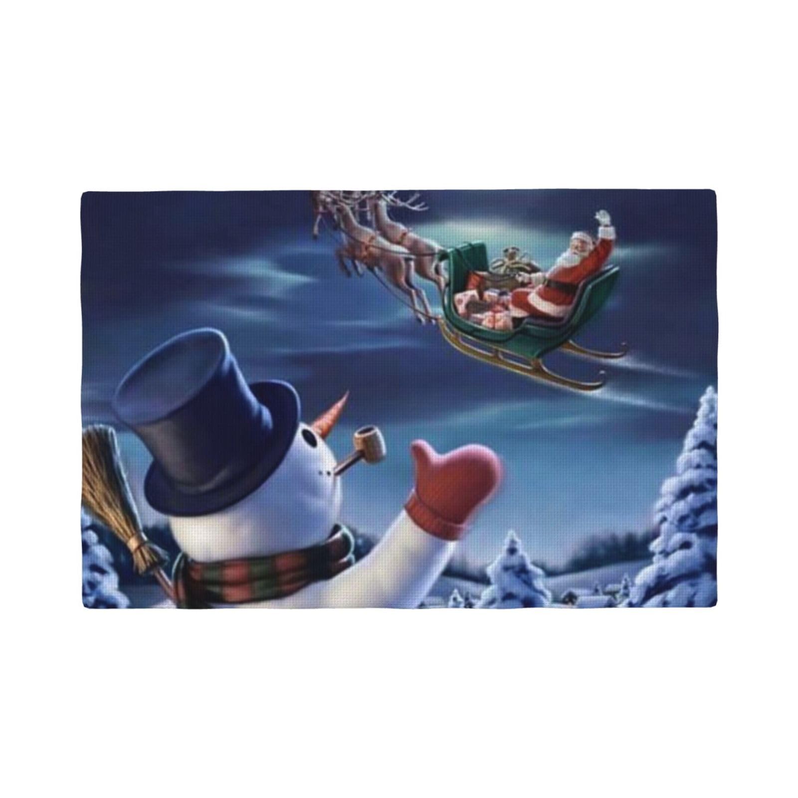 Sets de table antidérapants bonhomme de neige imitation lin pour table de cuisine