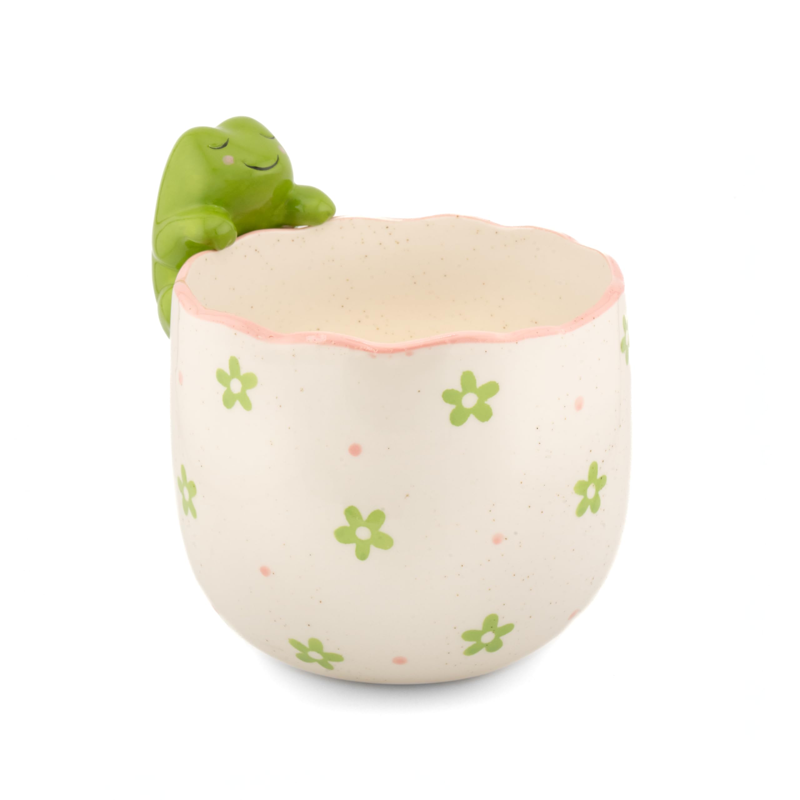 Sass & Belle Green, Pink Peeking Frog Planter - Indoor Plant Pot, Animal Design For Cactus Or Succulent, Ceramic Plant Pots For Home Décor, Flower Pot Designed By Sass And Belle