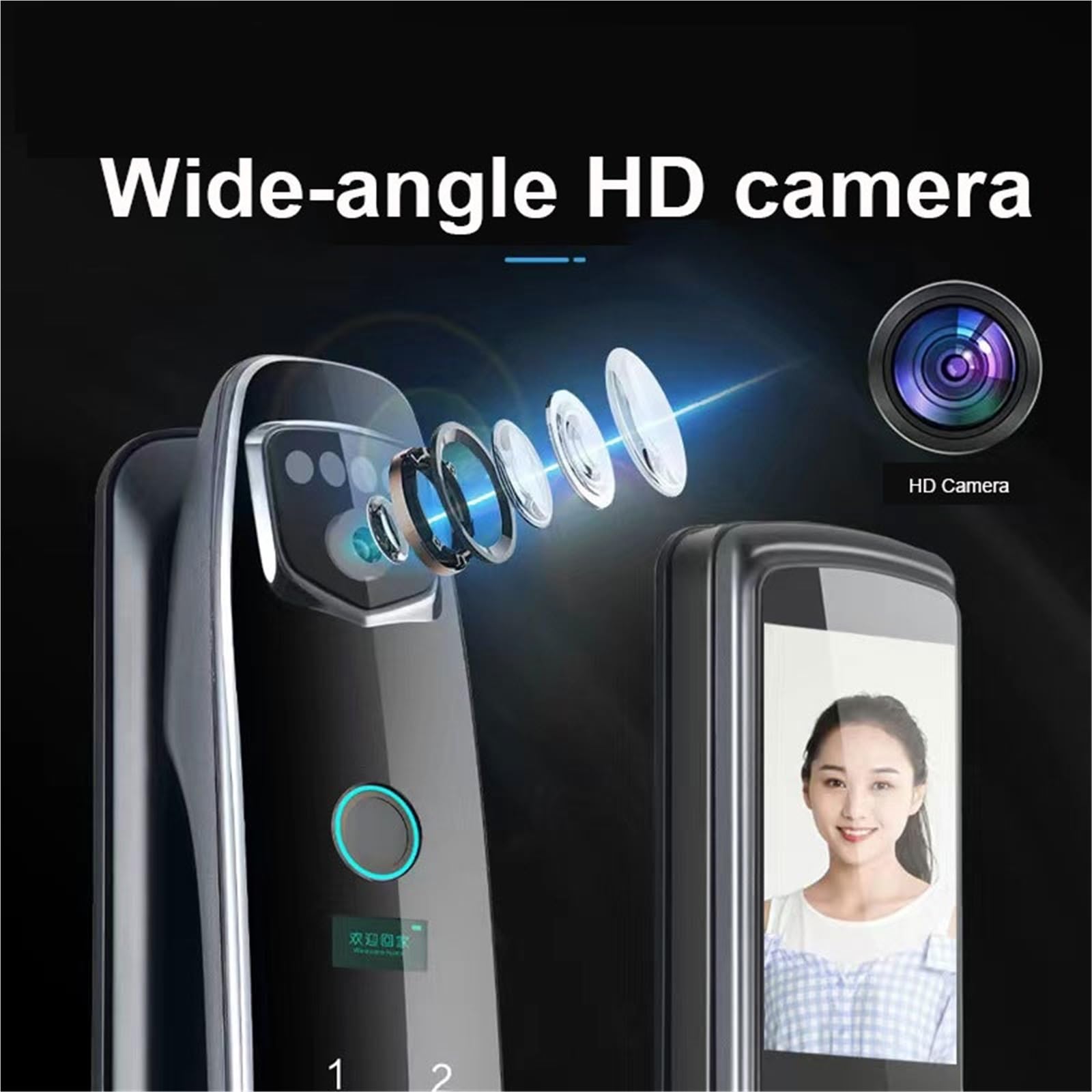 Zastosowanie do drzwi 40-80mm Inteligentny zamek Wbudowana kamera Rozpoznawanie twarzy 3D Zamek WIFI Sterowanie Blokada z użyciem linii papilarnych Biuro Handlowe(24 260Mortise)