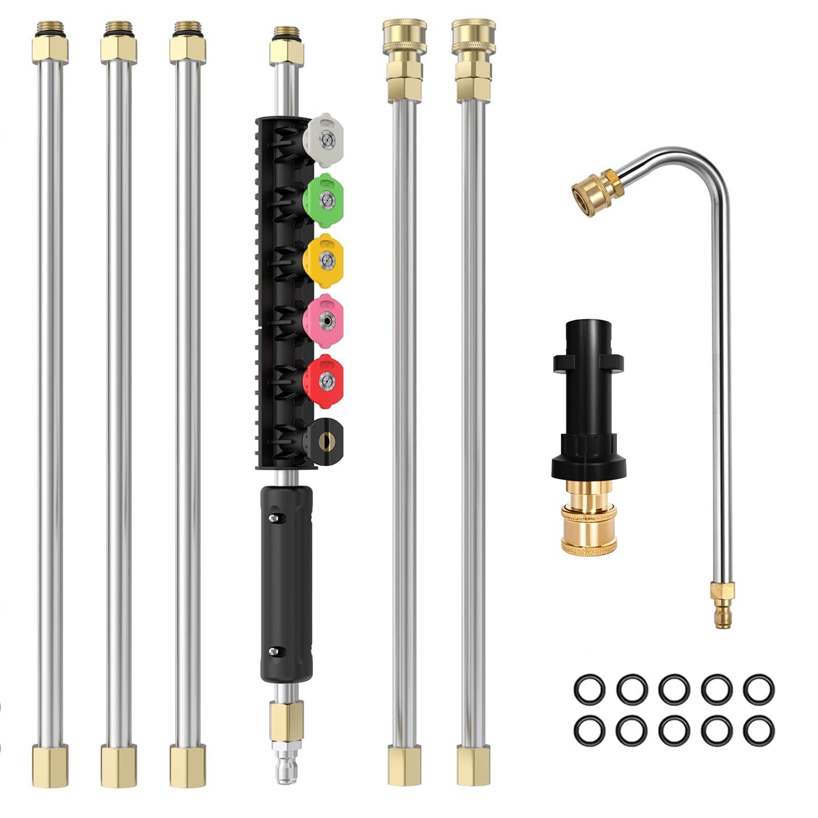 Set di prolunga per idropulitrice ad alta pressione con adattatore Karcher compatibile con Karcher serie K K2 K3 K4 K5 K6 K7, asta per la pulizia delle grondaie da 4000 psi, lancia per la