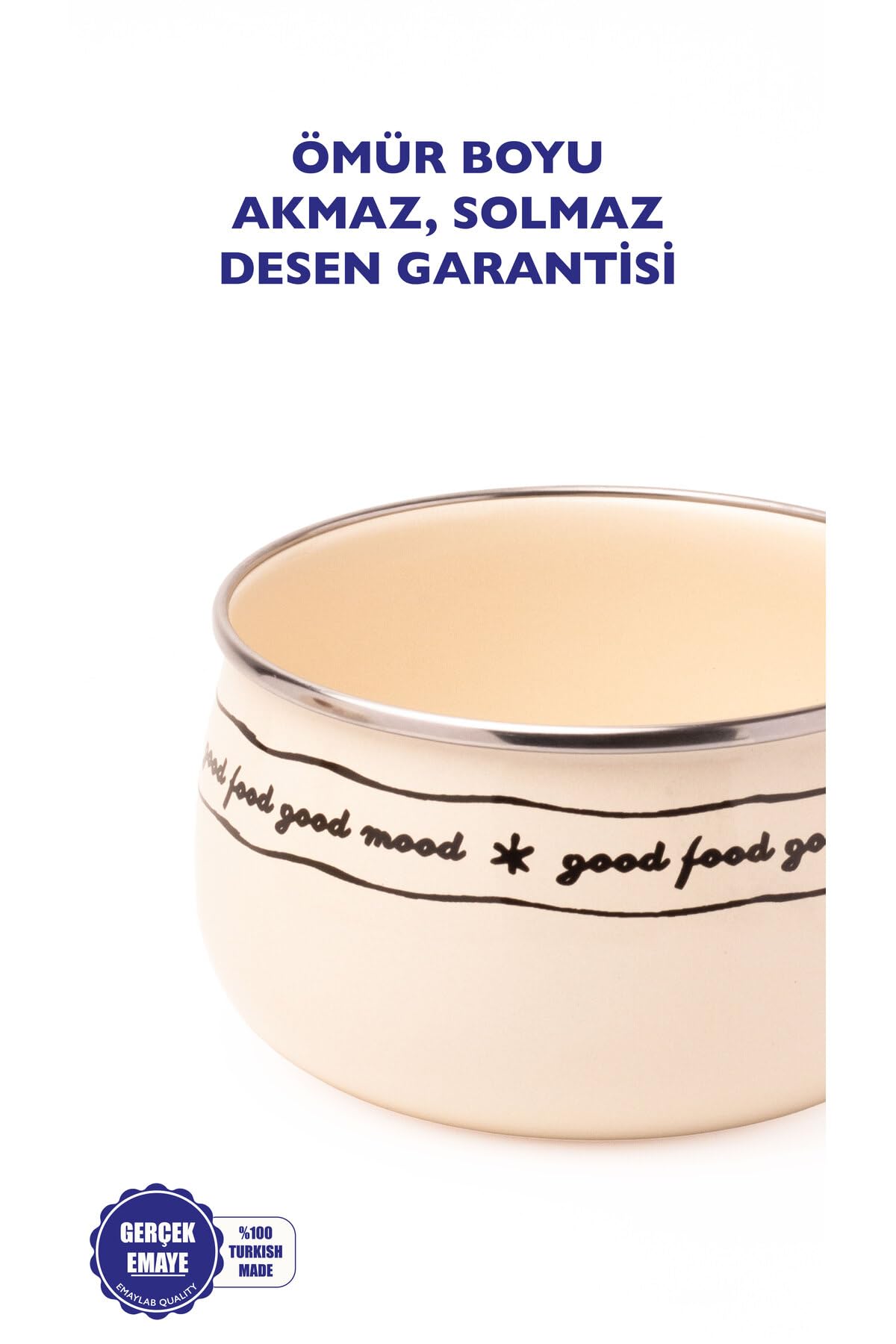 Mood Ahşap Saplı Emaye Haşlama Tavası 18Cm (2,2 Litre)