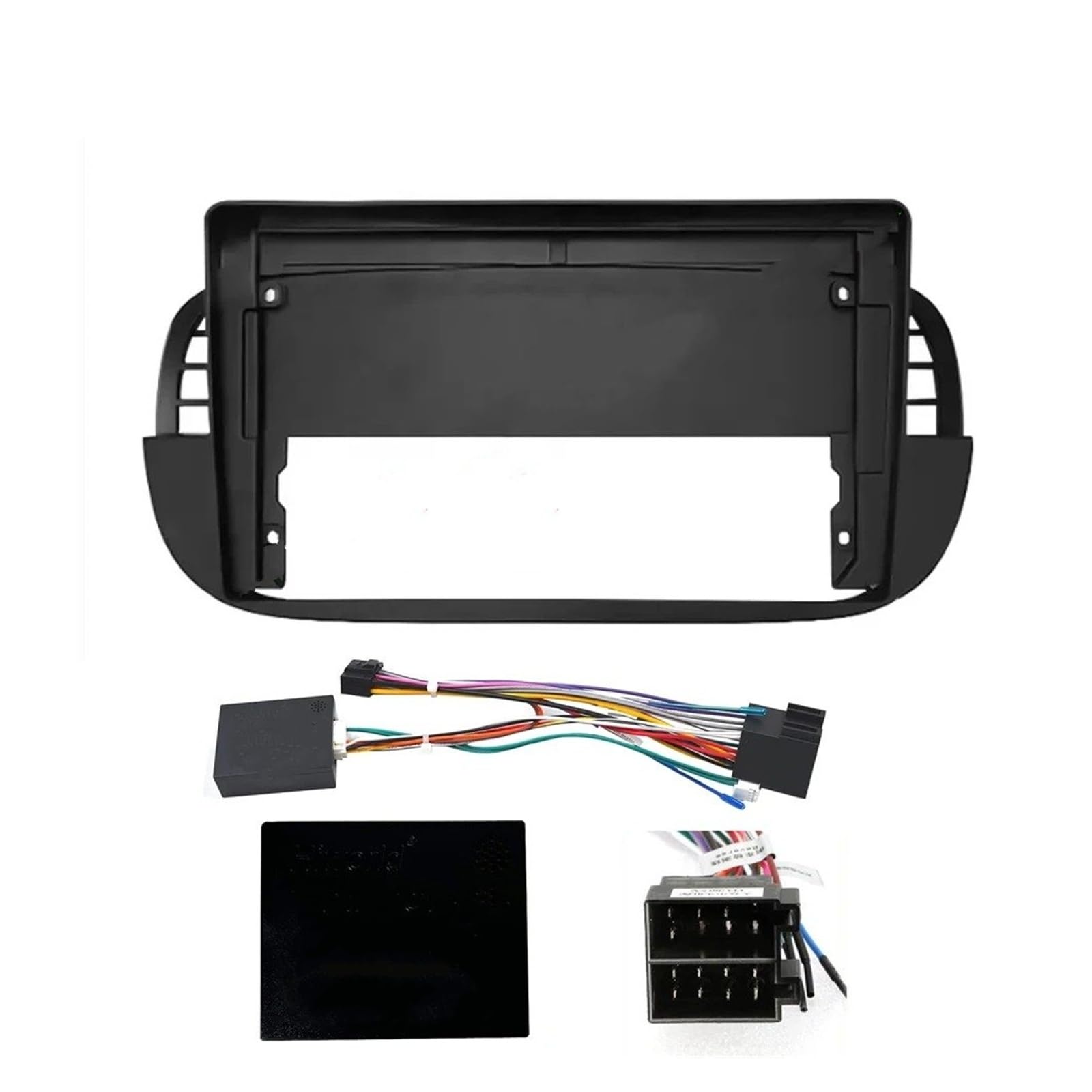 Mascherina Autoradio Cornice Stereo Autoradio Fasce Telaio 9 Pollici 1DIN Stereo Pannello Cablaggio Cavo Alimentazione Adattatore Decoder Canbus per Fiat 500 312/FF 2010-2015