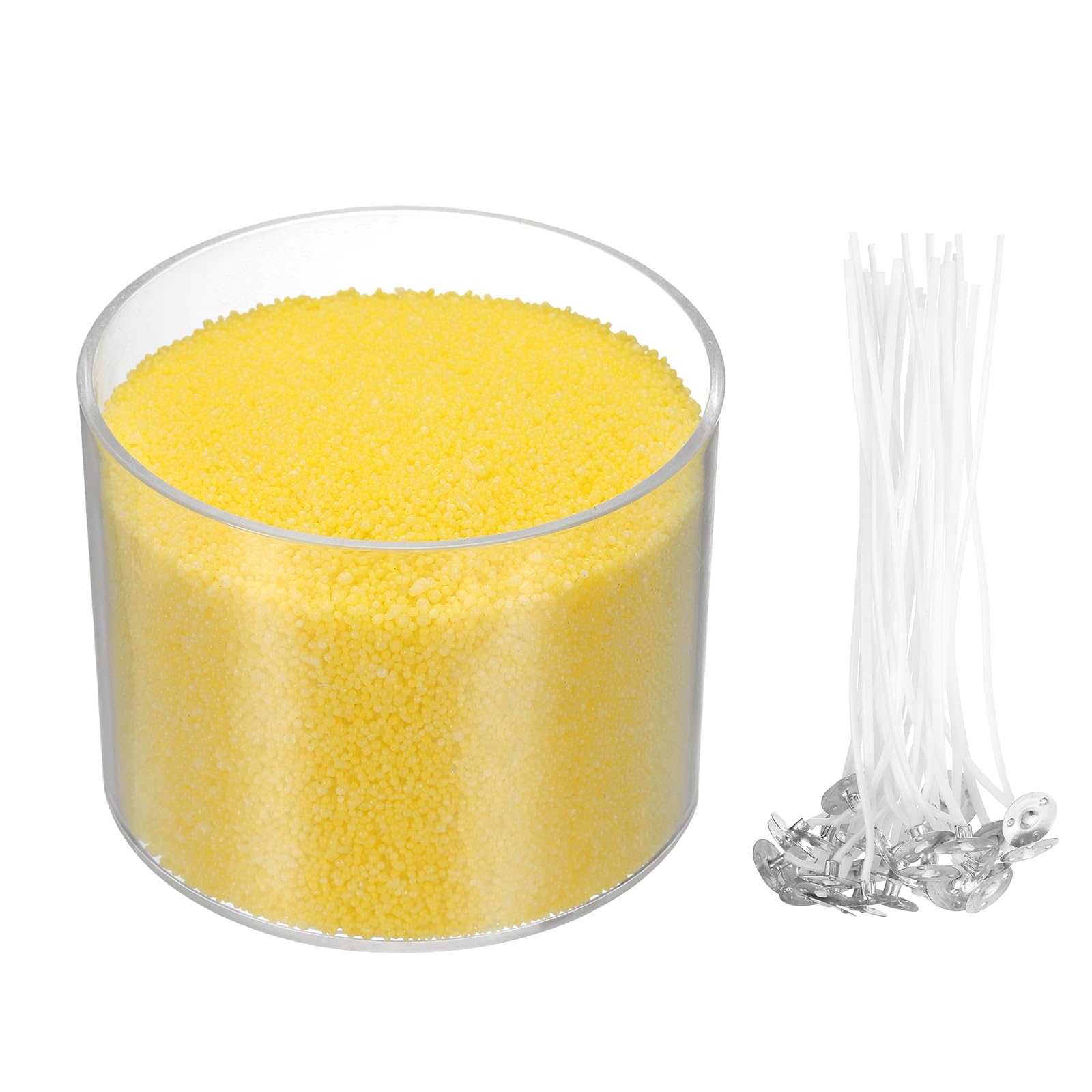 sourcing map Pearled Sand Candles with 50 Pcs Wicks 21Oz / 600g Candle Beads Refillable Powder Sand Wax Making Kit for Thanksgiving Christmas Wedding Party DIY Home Crafts, Yellow โ image 1