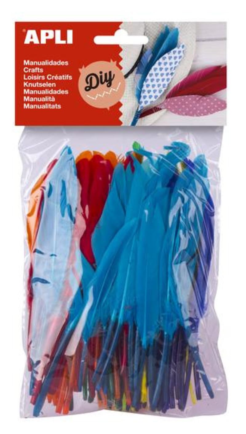Apli Kids Feathers for Craft Work - Assorted Colours (Pack 100)