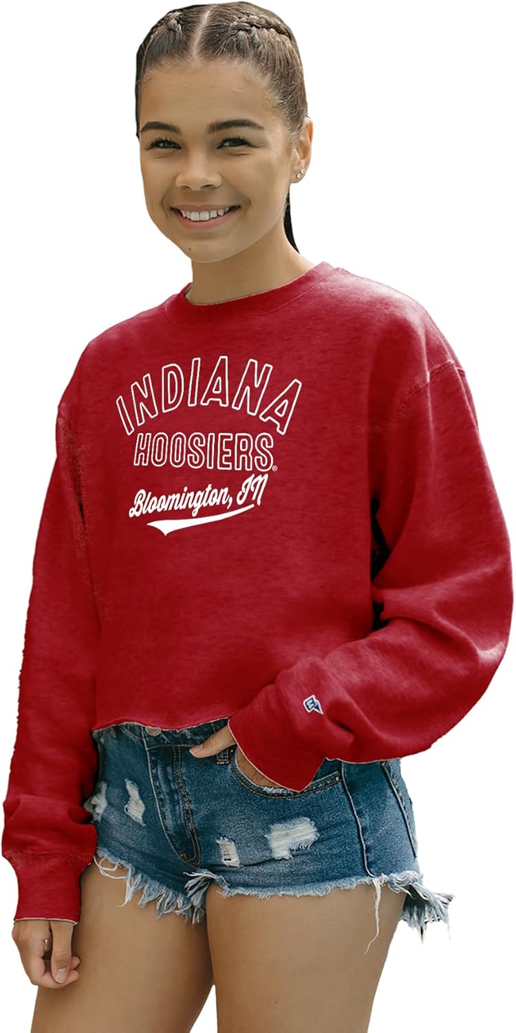 Blue 84 NCAA womens Ncaa Officially Licensed Crop Crewneck Sweatshirt Campus Team Color