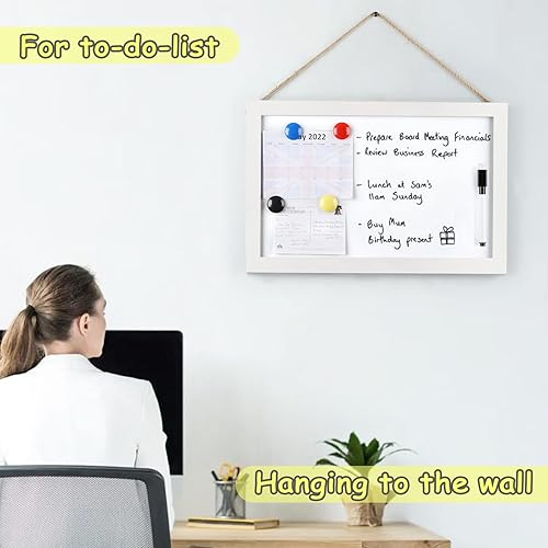 Miniatura 7 de Pizarra blanca magnética de borrado en seco para pared, marco de madera negra de 16 x 12 pulgadas con soporte para niños y estudiantes, pizarras