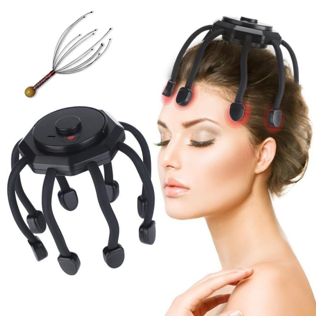 Mantra Impex Electric Head Massager Octopus Scalp Massagers,360 Degree Automatic Rechargeable Handfree Relax Massage with 3 Vibration Mode for Stress Pain Relax Headache Pain Relief Machine (B0CKL9TD4S) Amazon Price History, Amazon Price Tracker