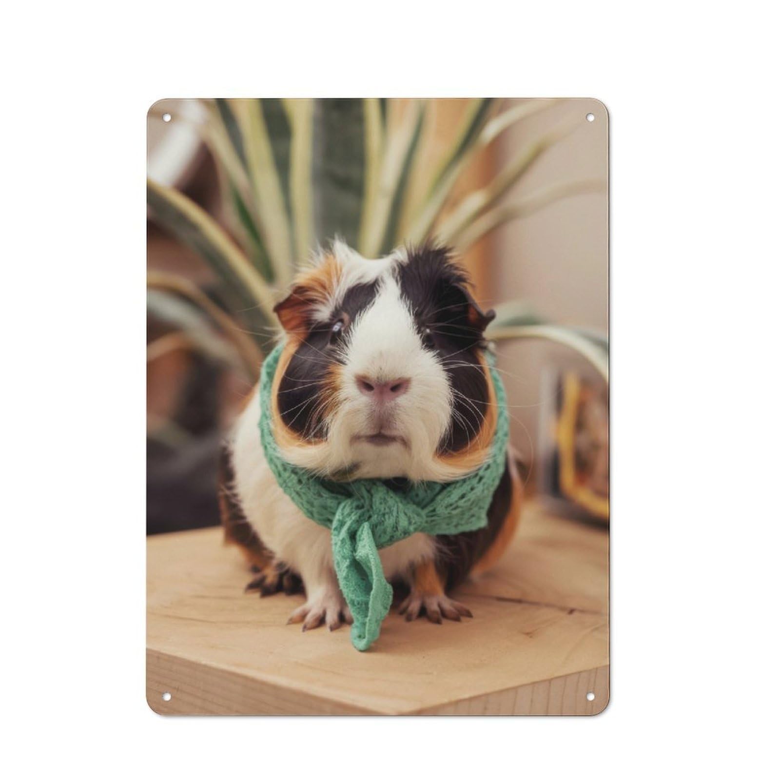 Junmoney Cute Guinea Pig In Scarf Vintage Metal Plaque 40X30cm For Workshop Wall, For Kitchen And Home Bar Decor, For Home Office And Studio Walls