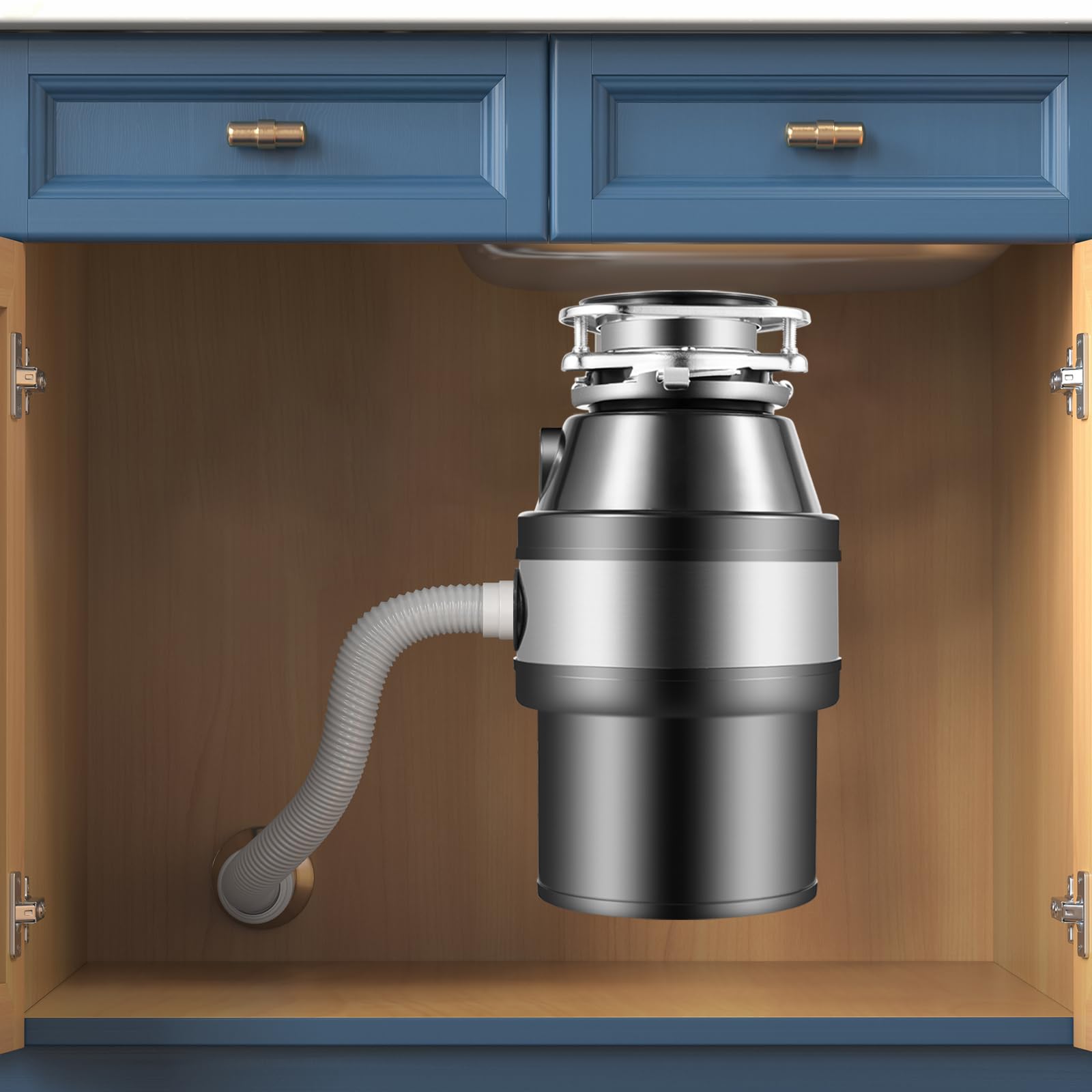 Triturador de residuos de cocina, 560 W, triturador de residuos de cocina, triturador de residuos de alimentos, 1400 ml, conector para lavavajillas