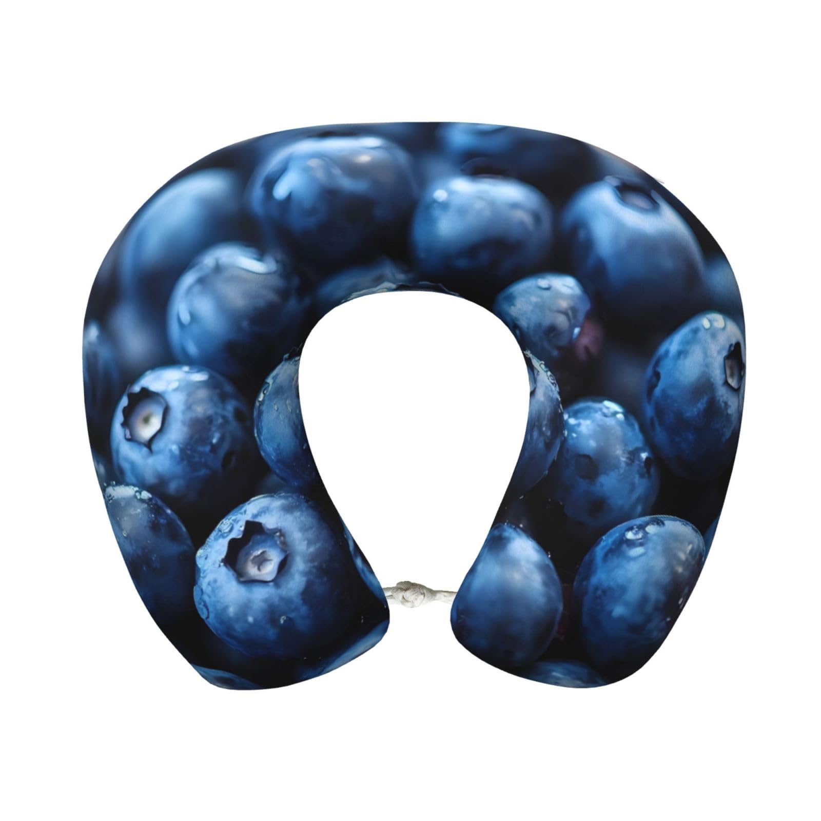 XingFox Blueberry Print Travel Pillow Memory Foam, Portable Neck Pillow for Airplane, Car and Office