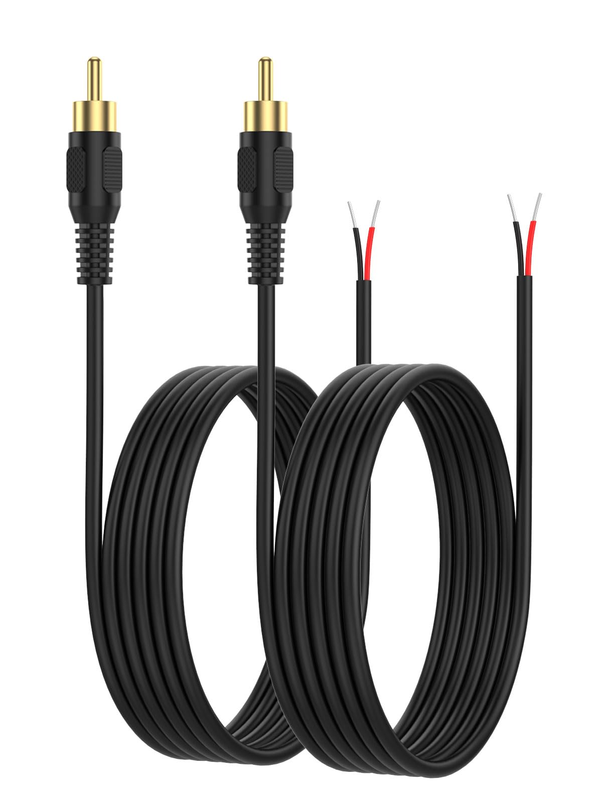 CableCreation RCA to Speaker Wire Adapter, 2 Bare Wire Cables to RCA Plug Adapter Repair Cord Compatible with Speaker Amplifier, Audio Video AV Receiver, TV, Subwoofer (2Pack 20AWG 3.3FT)