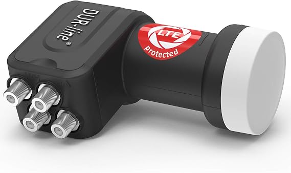 DUR-line + Ultra Quattro LNB – Only for Multiswitch Black – with LTE Filter [ Test Very Good *] Digital with Weather Protection Full HD 4K Premium Quality