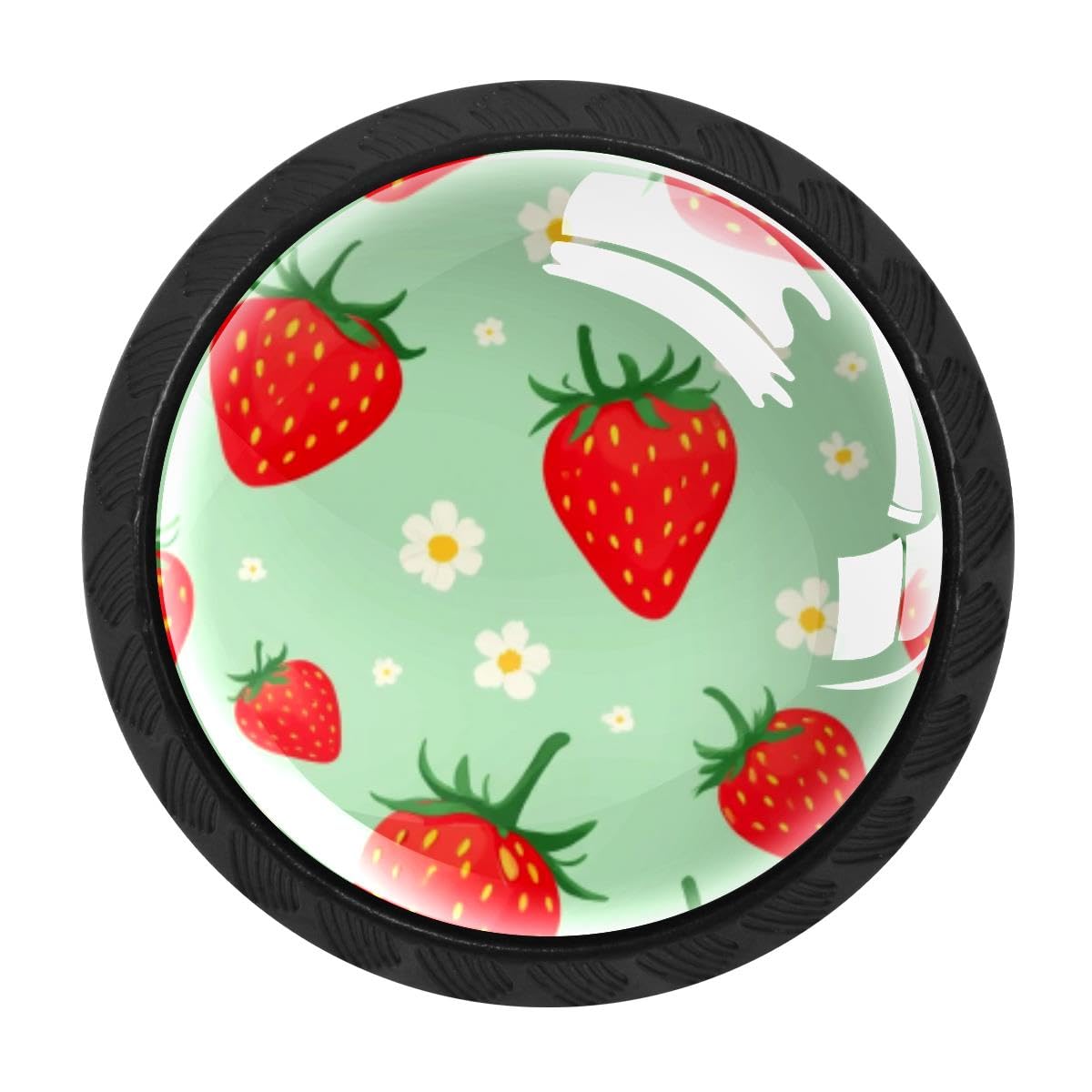 4 PCS Kitchen Cabinet Knobs, Strawberry Floral Drawer Knobs Dresser Handles