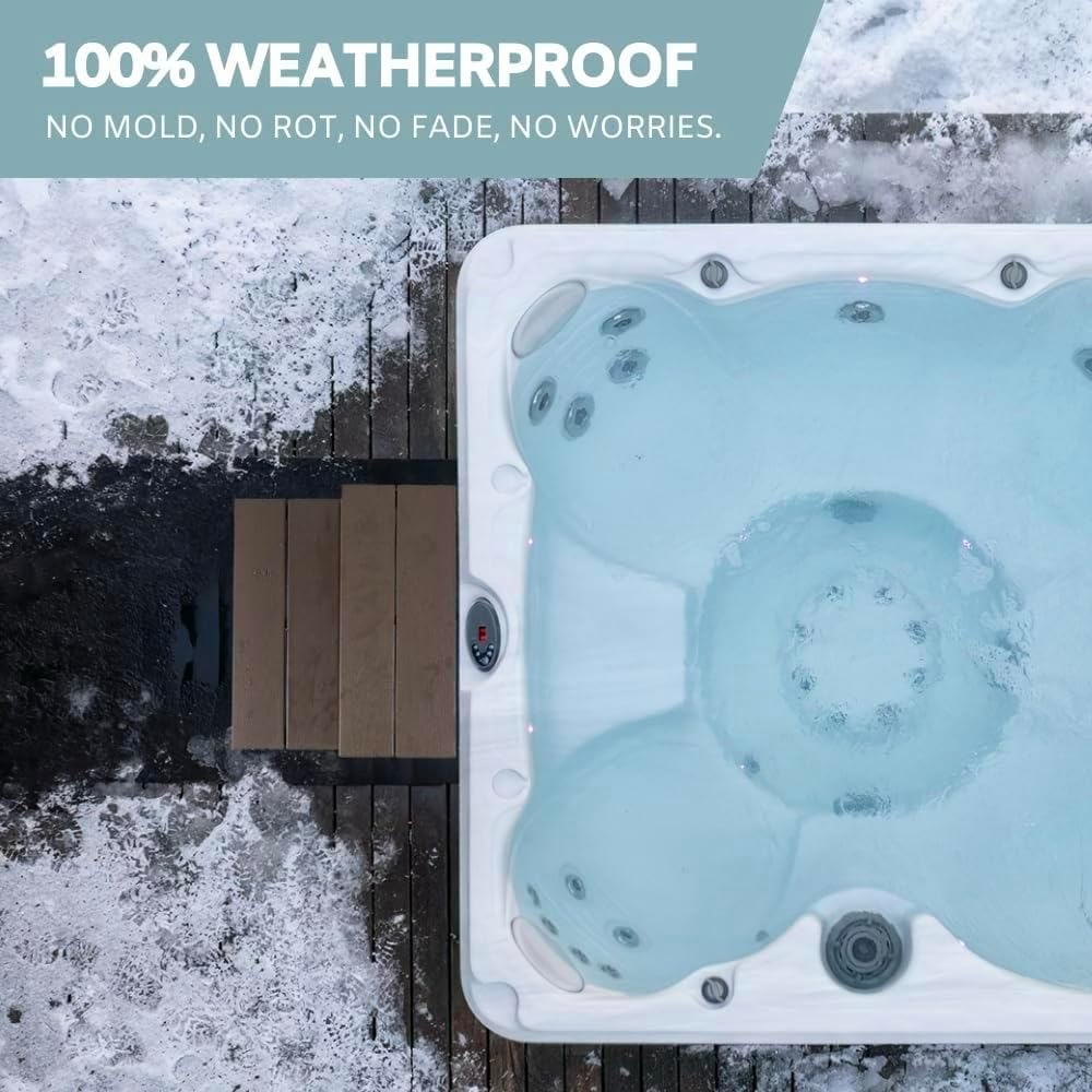 DENKOE Hot Tub Steps with Storage - Waterproof, Non-Slip & No Maintenance - Multi Angle Access - Ideal for Spa Steps, Hot Tub Stairs - Brown Spa Step for Outdoor