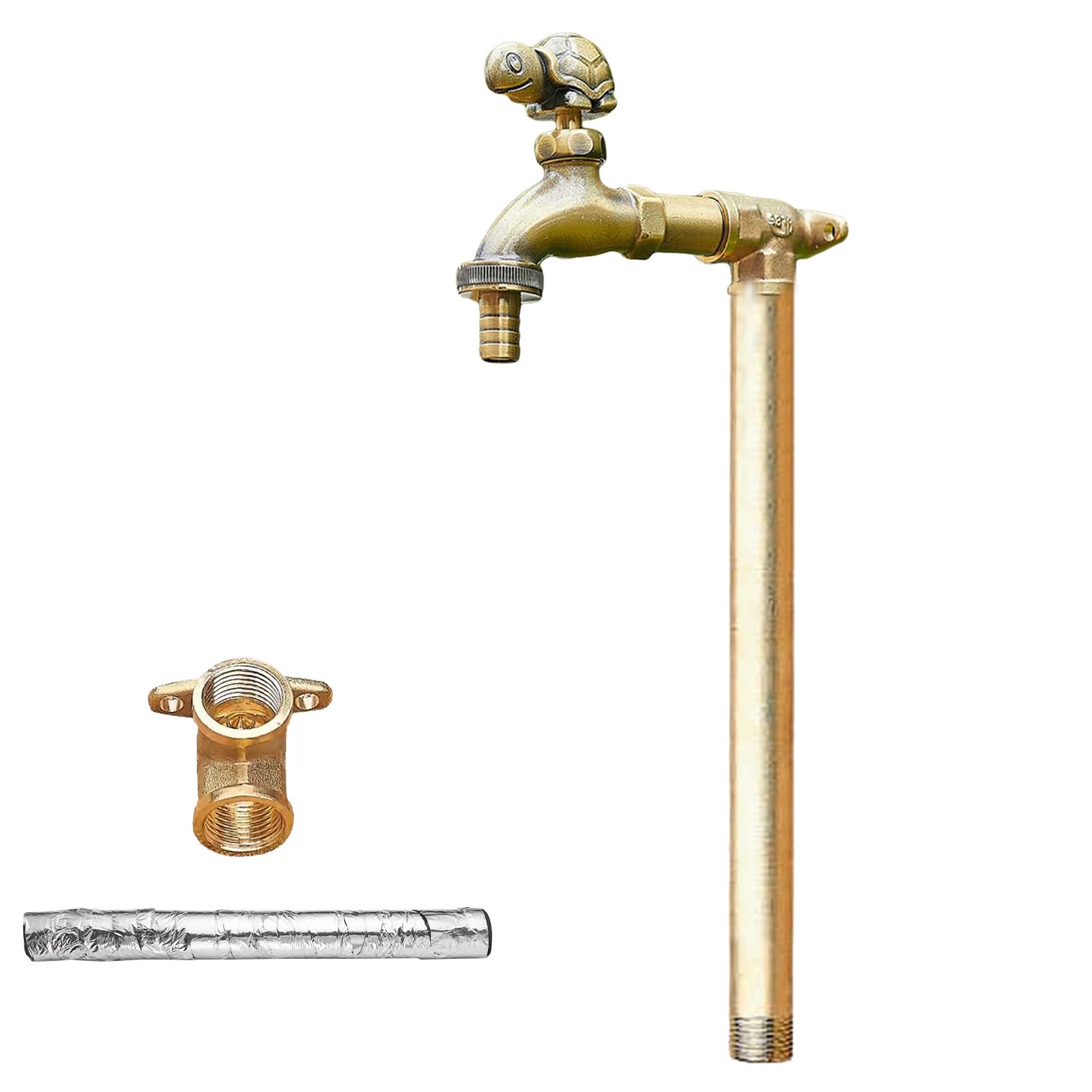 WOTZOV Faucet Water Column,39In Outdoor Faucet Water Column - Frost-Proof Garden Tap For Yard Irrigation, Durable Anti-Freeze Floor Mounted Hydrant - Black, 100Cm Vertical Watering S，Gold 100cm/39in