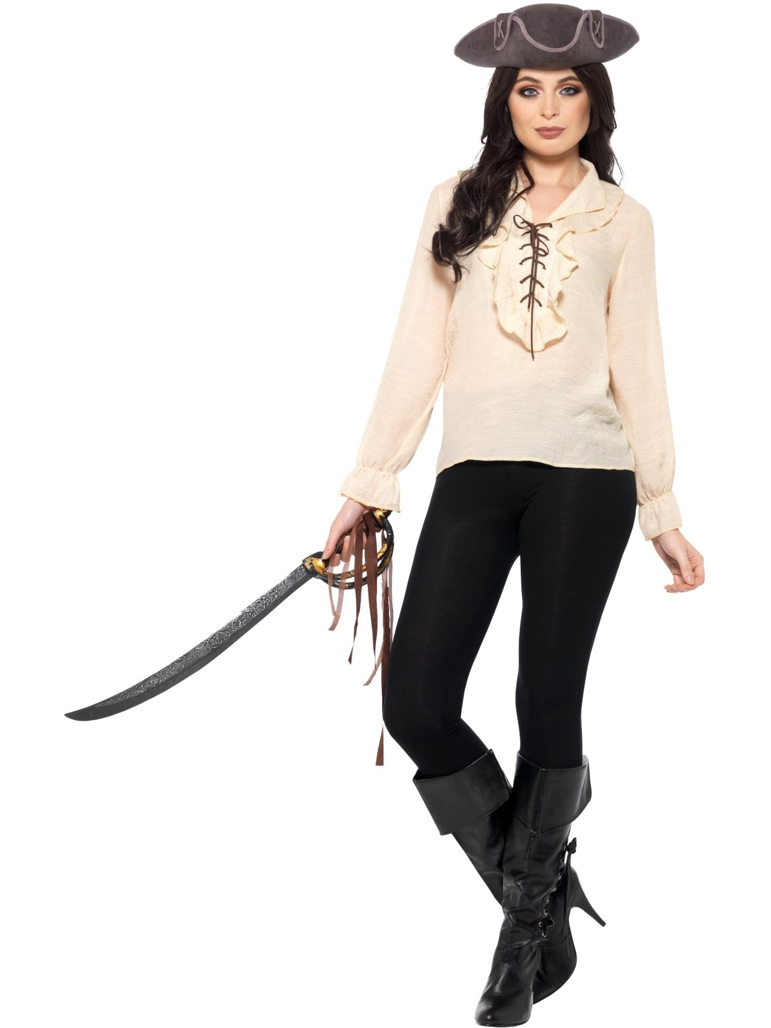 Smiffys Pirate Shirt Ivory With Lace Up Front Pirate Fancy | Desertcart  Seychelles, image size:1500x2000