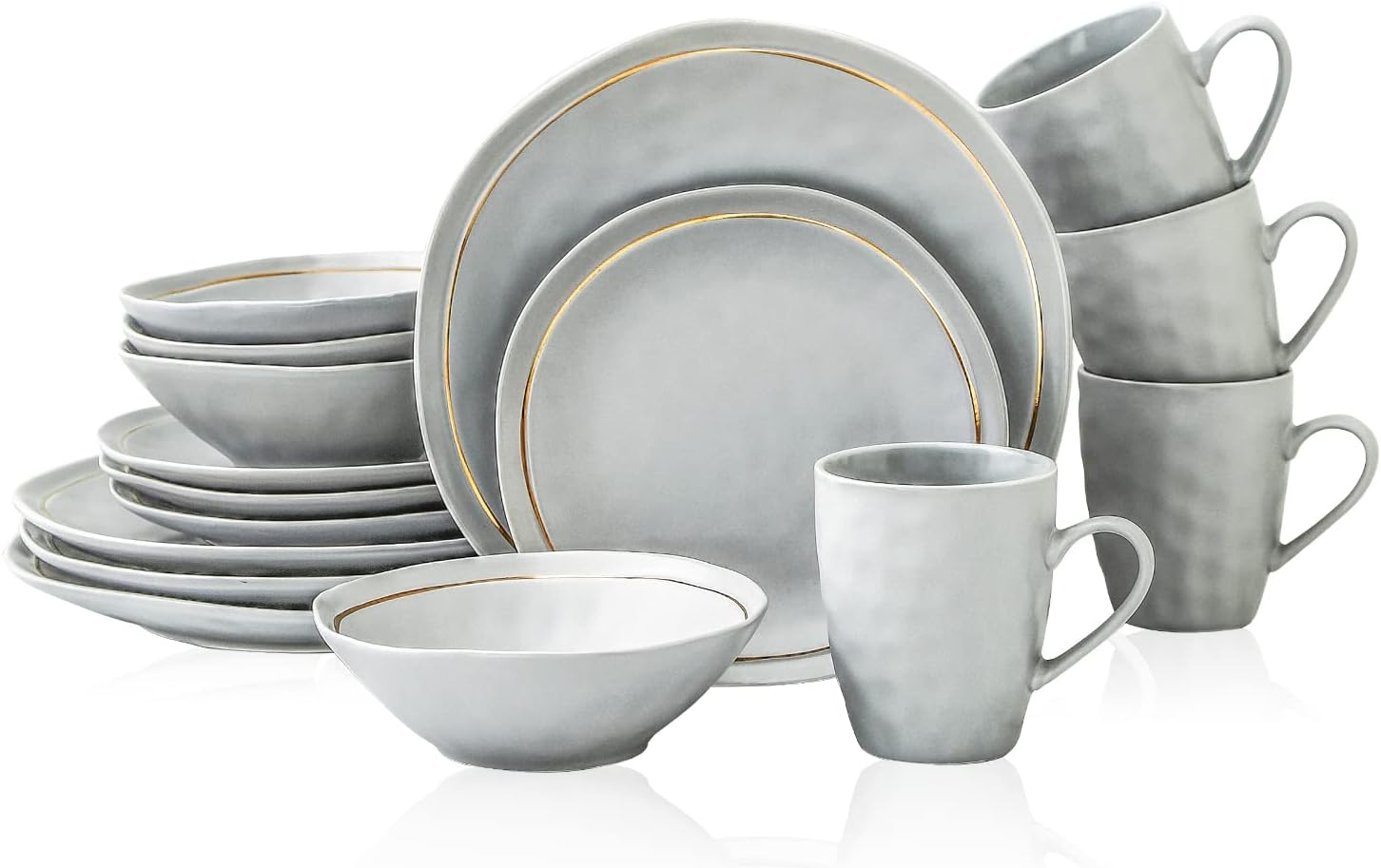 Stone Lain Clara Dinnerware Set Porcelain, Gray, Service For 4