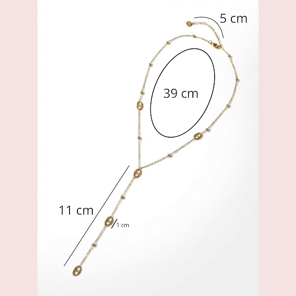 Générique Collier Y Maille Marine Grain De Café Chaine d'Ancre - Acier Inoxydable - Femme et Ado - Doré - Sautoir - Tendance - Resistant à l'eau - Ne rouille pas - Idéd cadeau - Élégant - Waterproof - 3