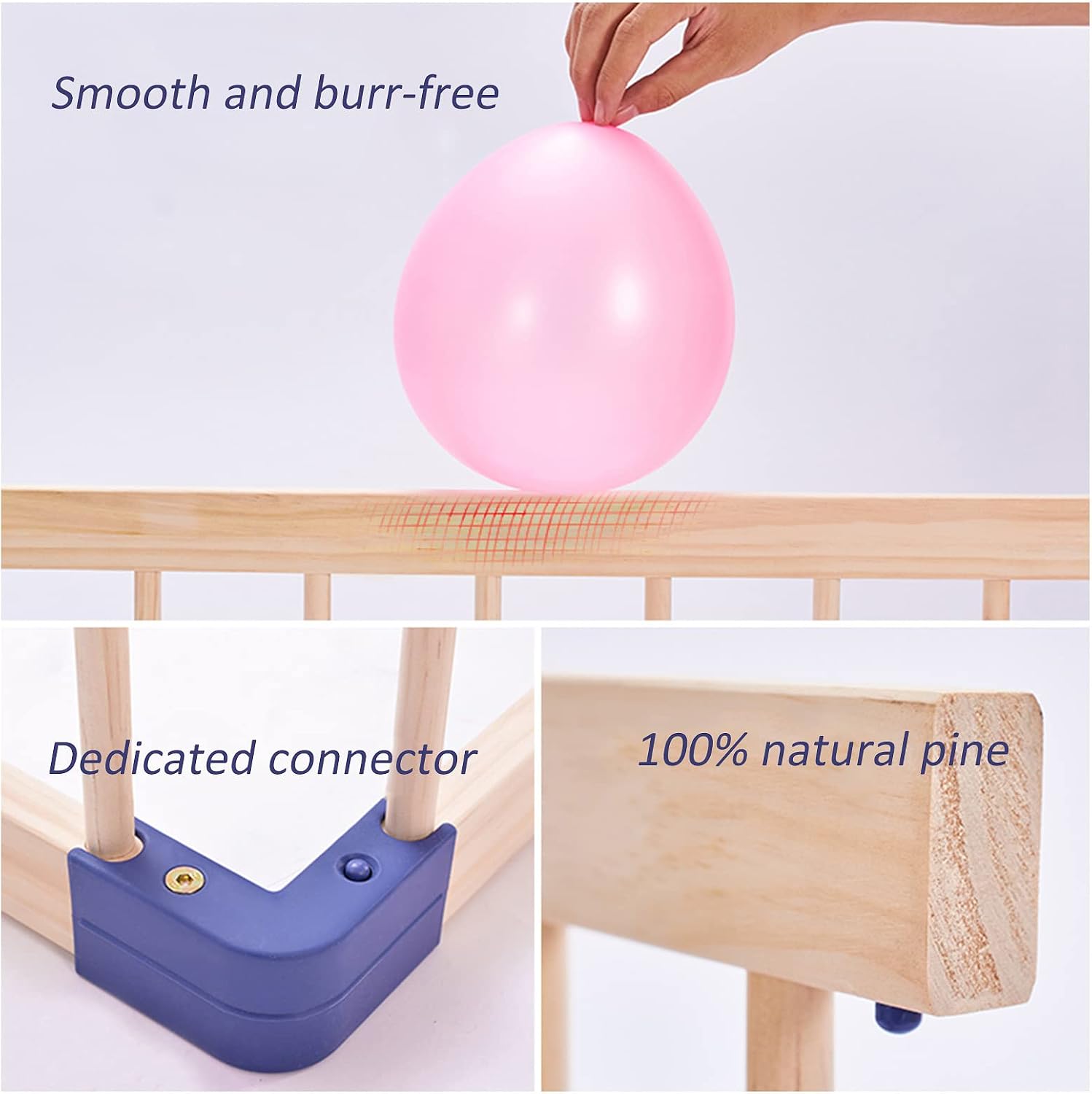 Jolan Baby Playpen Wooden, Anti-Fall Safety Baby Fence, with Door, Indoor Outdoor Kids Activity Center Fence, Safety Playard, Playpen for Baby and Toddlers, Breathable/Durable,80×80cm