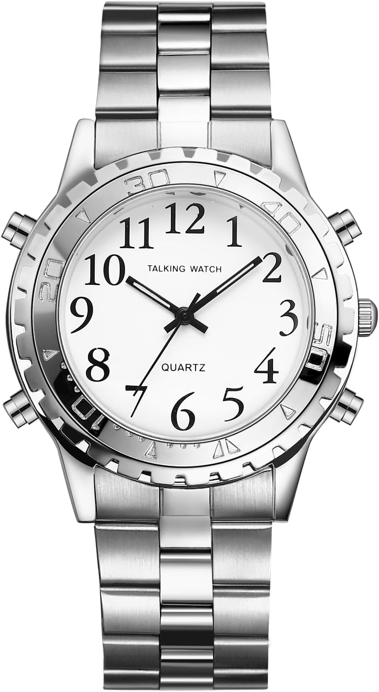 JewelryWe Sprechende Uhren Herren Edelstahl – Einfach Analog Quarz Armbanduhr Männer Uhrzeit Ansage … JewelryWe Sprechende Uhren Herren Edelstahl – Einfach Analog Quarz Armbanduhr Männer Uhrzeit Ansage …